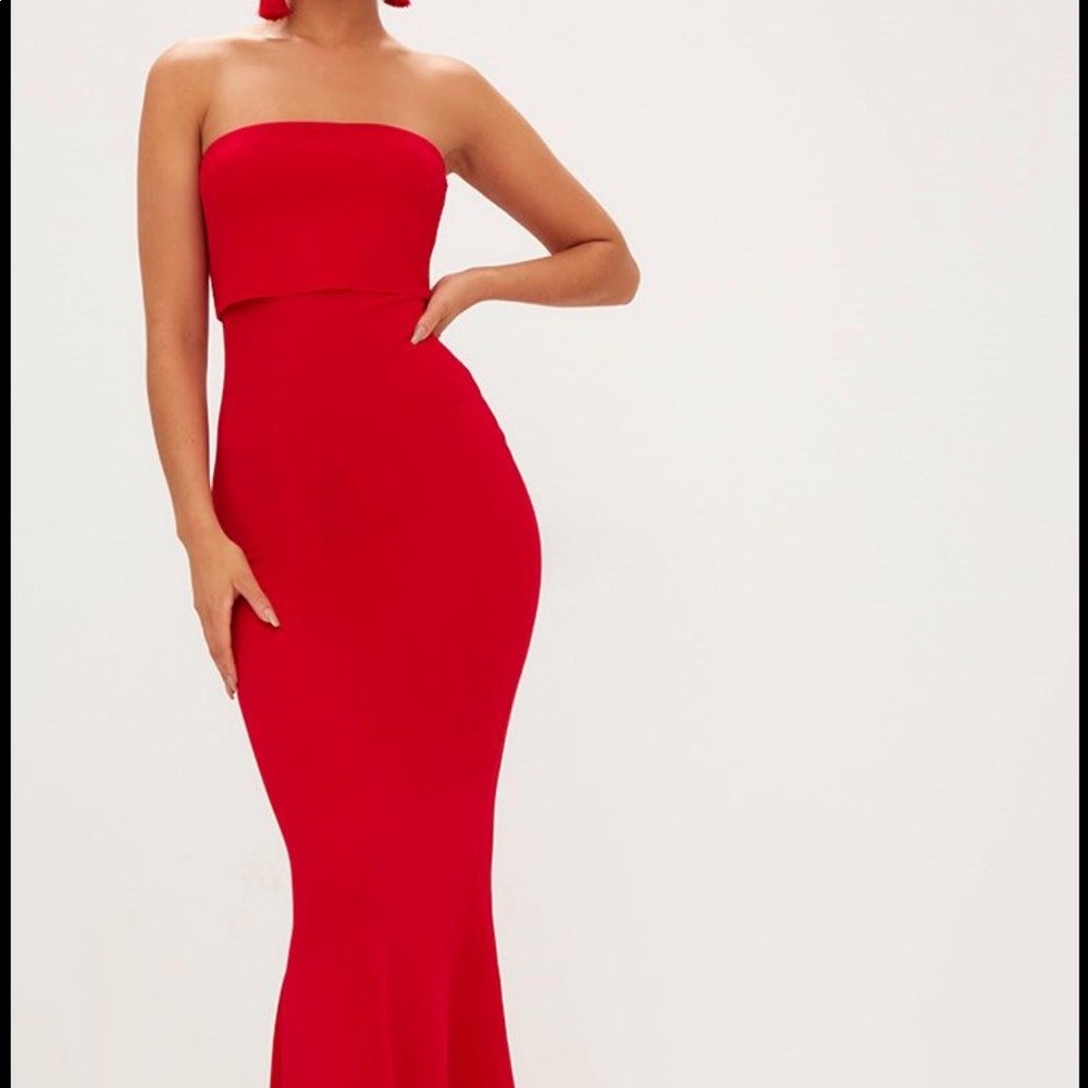 Red Frill Long Dress